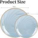 80pcs Clear Blue Disposable Shell Plastic Plates With Gold Rim, 10 inch 40 Dinner Plates and 7 inch 40 Dessert Plates for Party, Wedding, Birthday