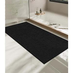 Chakme Bathroom Rugs Mat 47x24, Ultra Thin Non Slip Bath Mat Quick Dry Absorbent Bath Mat for Bathroom Floor, (Black, 47"x24")