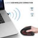 Wireless Ergonomic Mouse, 2.4G Wireless Vertical Ergo Mouse, 800/1200/1600 Adjustable DPI,6 Buttons Ergonomic Mouse for Laptop/MacBook/PC/Desktop-Black