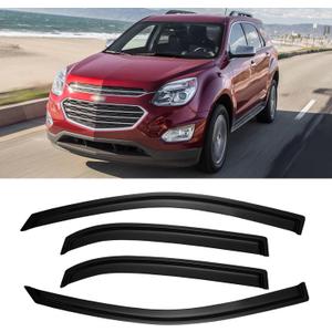 Window Visor for 2010-2017 Chevy Equinox, Out-Channel Rain Guards Shields Vent Deflector Shade Wind Dark Smoke Ventshade Ventvisor for 10-17 Equinox, Tape-On Outside-Mount, 4PCS