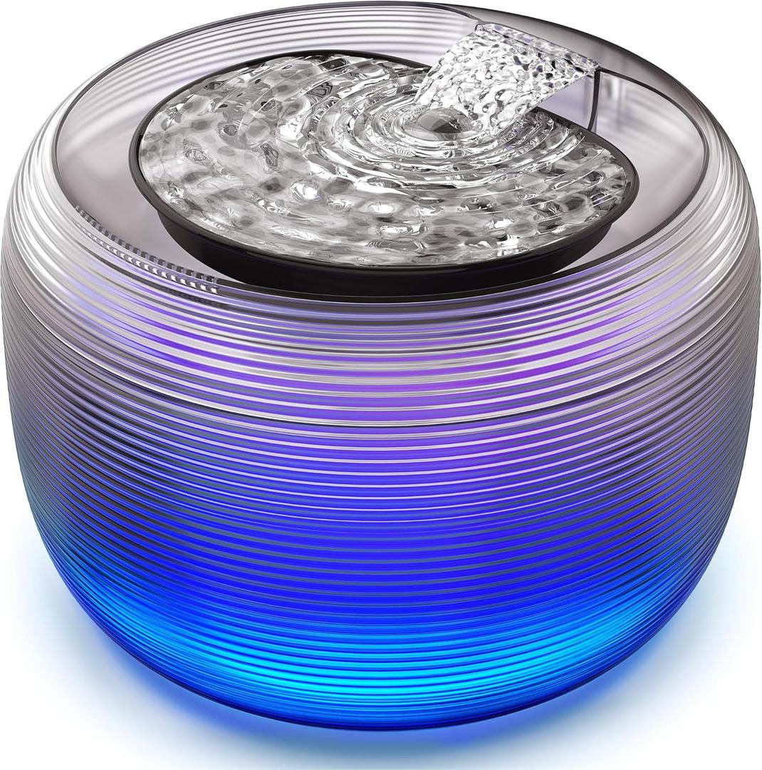 Kastty Quiet Cat Water Fountain, 3.5L/118oz Large Capacity Pet Water Fountain for Cats Fountain Indoor with Water Level LED Light, Easy Cleaning Cat Fountains for Drinking Automatic Dog Water Fountain