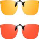 2 Pack Clip On Blue Light Blocking Glasses for Men Women, Fit Over Glasses for Computer Use, TV (A01-yellow Orange-flip)