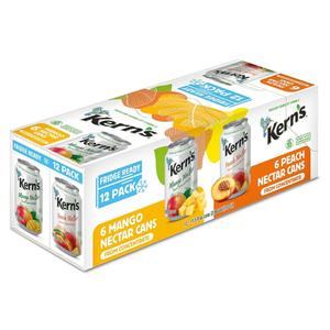 Kern’s Tropical Fruit Nectar Juice Variety Pack - Mango Nectar & Peach Juice - Made from Fruit Puree for Smoothie Mix, Cocktail Mixers & Kids Drinks - 11.5oz, 12 Pack Canned Drink, BBD 10/09/2026