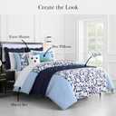kate spade new york Anemone Field King Comforter Set, 100% Cotton Reversible Cover, All Season 3 Piece Bedding, Machine Washable, Blue Multicolor, King, Anemone Field