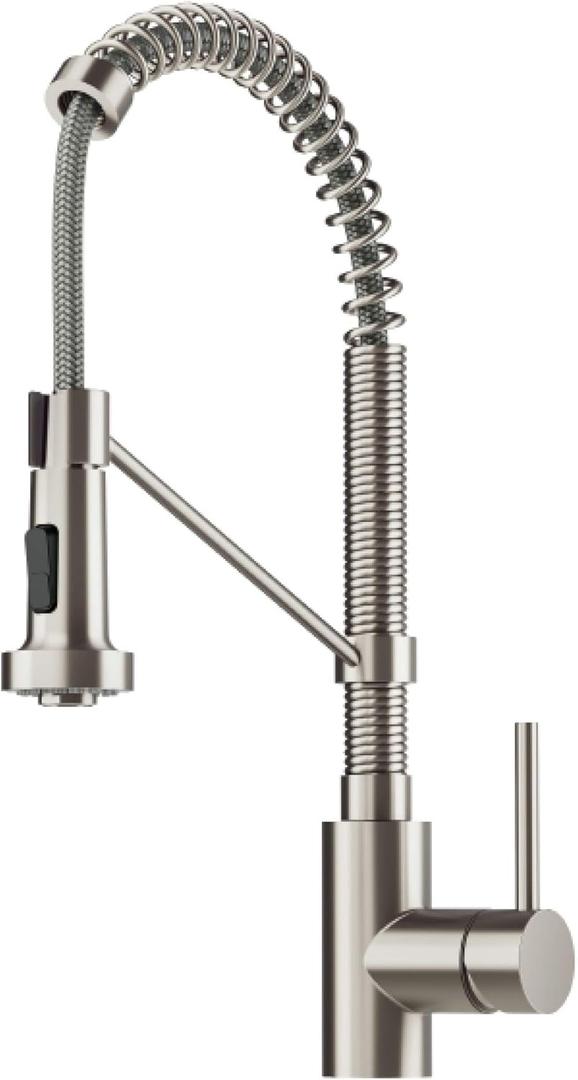 KRAUS Bolden Commercial Style 2-Function Single Handle Pull Down Kitchen Faucet in Spot-Free Stainless Steel, KPF-1610SFS