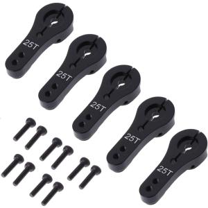 5 Pack ShareGoo 25T Aluminum Servo Horns M3 Threads Metal Steering Arm for RC Car Truck Buggy Airplane-Black