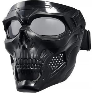 Motorcycle Face Mask Full Face,Dirt Bike Goggles Motocross, ATV, Offroad, Riding Racing Goggles for Men Women (Skull-ClearLens)