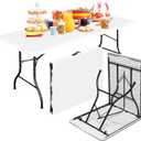 Bblife 6FT Folding Tables Heavy Duty White Foldable Table, Multi-Functional Fold up Table for Outdoor Camping Picnic Parties, Indoor Events Training with 330lbs Static Weight Capacity