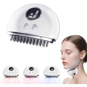 Lymphatic Contour Face Brush - Electric Face Massager with 9-Level Vibration & Microcurrent for Lymphatic Drainage, Puffiness Reduction, Double Chin and Jawline Sculpting (White)