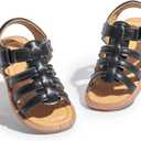 Toddler Girls Sandals Slip-On Open Toe Sandals Little Kid Non-Slip Soft Rubber Sole Princess Flat Shoes, Size: 18-24 Months