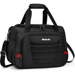Underseat Carry On luggage Bag Airplanes Personal Item Bags Weekender Overnight Travel Tote Bag Shoulder Small Softside Carry on Luggage Travel Duffel Bags For Men Women -18 IN Black