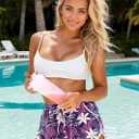 For G and PL Women Summer Floral Beach Boardshorts with Pockets Swim Trunks (Pink, XL)