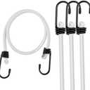 WORKPRO 24 Inch Bungee Cord with Hooks, 4 Pack Superior Rubber Heavy Duty Straps Strong Elastic Rope for Outdoor Tent, Luggage Rack, Camping, Cargo, RV, Bike, Transporting, Storage, White