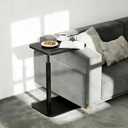 TV Tray Table for Couch, 360 Swivel Height Adjustable Couch Table, C Shaped End Table Slides Under Sofa, Snack & Laptop Side Tray for Small Spaces, Black