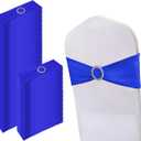 150 Pack Spandex Stretch Chair Sashes Bows, Elastic Stretch Chair Cover Bands Ties with Buckle Slider for Wedding Party Ceremony Reception Event Banquet Decoration (Blue)