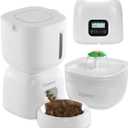 Automatic Pet Feeder and Water Dispenser, LCD Screen Timer for Cats & Dogs, Locking Lid, 1-4 Meal Portions, Dual Power, Voice Recorder