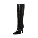 Adrizzlein Women Knee High Boots Pointed Toe Side Zipper Chunky Spool Heel Boot
8