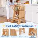 Roslim Toddler Tower with Wheels, Adjustable Height Learning Tower, Natural