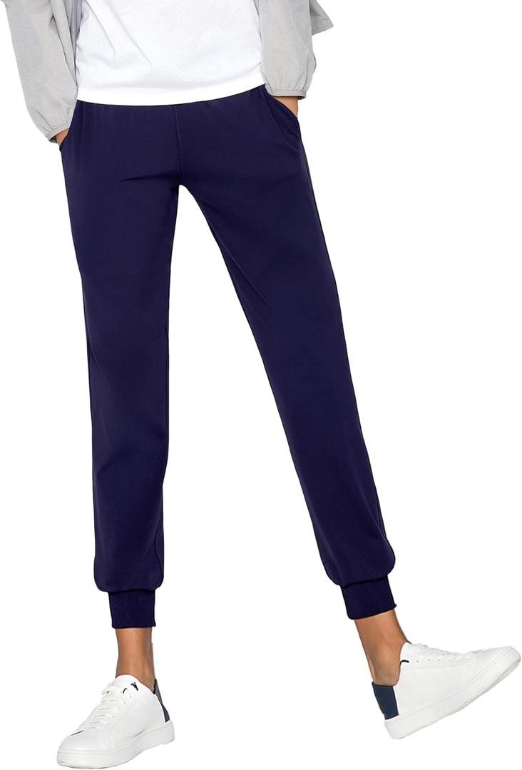 AJISAI Women's Joggers Pants Drawstring Running Sweatpants with Pockets Lounge Wear (Large, Navy)