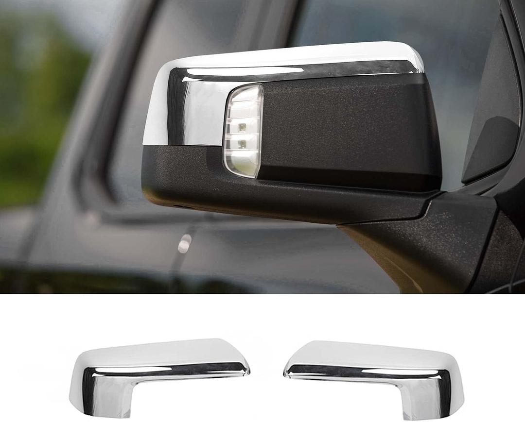 Voodonala Side Mirror Cover Rearview Mirror Trim Decoration Compatible with Chevrolet Silverado/GMC Sierra 1500 2019-2024 (Chrome,ABS,2Pcs), 10 inches x 5 inches