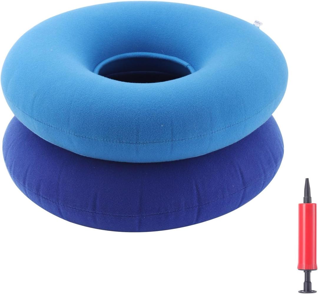 ANABIUP 2 Pack Inflatable Donut Pillow Ring Seat 15 Inch Round Portable Donut Cushion Pillow for Home Office Chair Wheelchair Car, 2 Colors