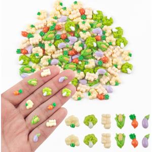 200 Pieces Tiny Vegetable for Dollhouse Miniatures Resin Food for Crafts Mini Vegetable Decor for Dollhouse Mini Kitchen Fairy Garden Micro Landscaping Decoration