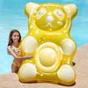 SLOOSH 60" Inflatable Gummy Bear Pool Floats - Fun Floaties Swimming Pool Float Toys Party Decorations, Beach Vacation Essentials Lounge Water Raft Cute Birthday Party Decor for Kids & Adults