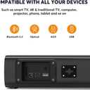 2.1 Sound Bars for TV, Built-in Subwoofer, 6 Levels Voice Enhancement, 16 Inches TV Soundbar Speakers with Bluetooth 5.3/Optical/AUX/USB Connection, Wall Mount, 3 EQ Modes, S100