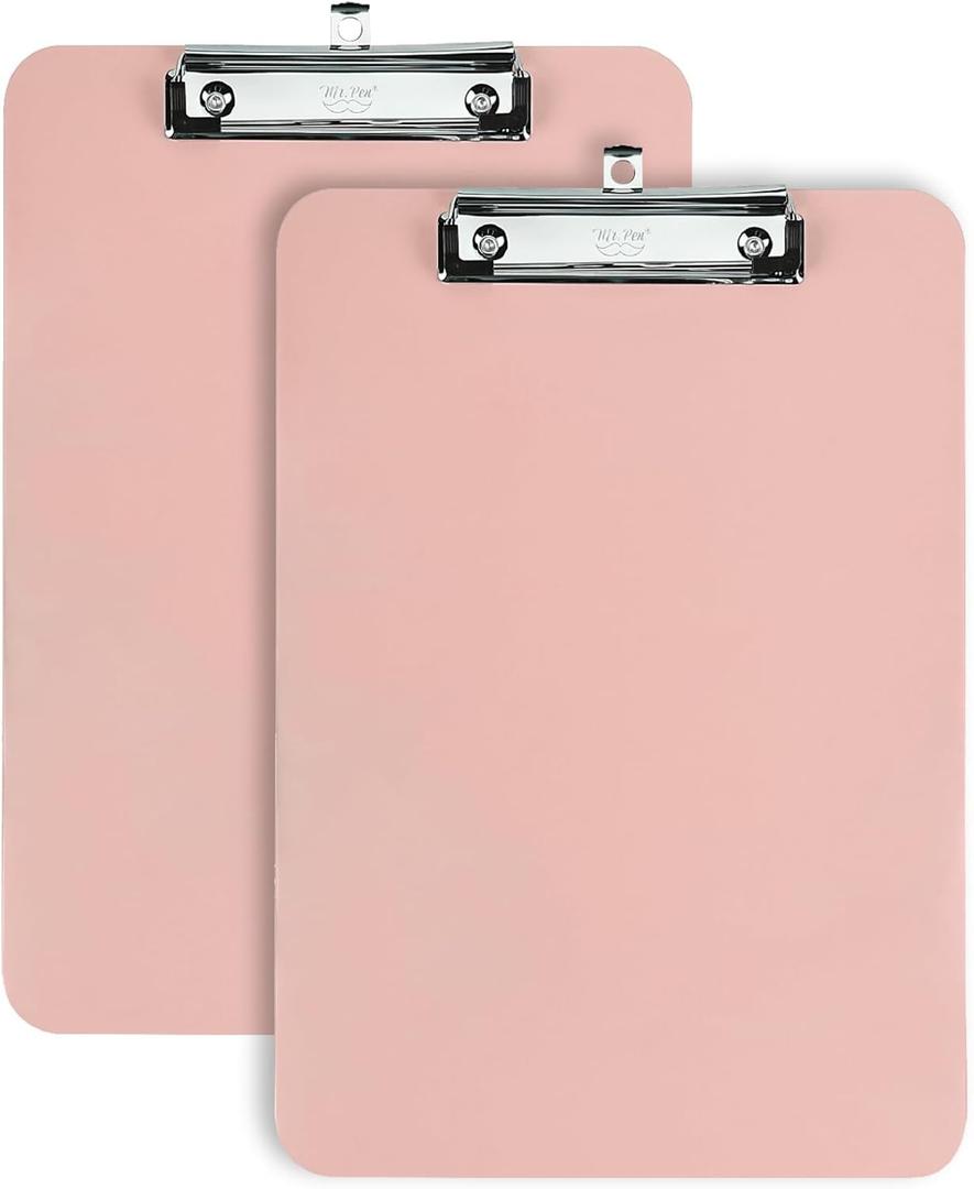 Mr. Pen Plastic Clipboard, 12.5" x 9", 2 Pack, Clipboard Plastic, Low Profile Metal Clip with Retractable Hanging Hole, Pastel Orange
