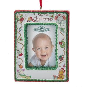 Kurt Adler My 1st Christmas Photo Frame Ornament, 4.25-inch, Multicolor