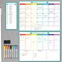 MaxGear Magnetic Fridge Calendar Whiteboard, 16"x12" Monthly and Weekly Dry Erase Board for Refrigerator, Smooth Writing and Effortless Cleaning Planner Board with 7 Markers,1 Eraser,1 Shopping List