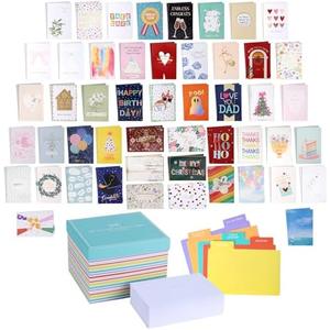 BIOBROWN 100 All Occasion Greeting Cards Assortment Box with Envelopes and Dividers, 5 x 7 Inch Blank Inside, Perfect for Valentine's Day, Birthday, Wedding, Holiday, Congratulations, Thank You, Sympathy, Office, Christmas