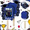 Gilprop 24 Pcs Graduation Cutout Face Fans with Handle Double Sided Personalized Grad Party Supplies Class of 2026 Grad Photo Props Blank DIY Photo Frame Graduation Party Souvenirs