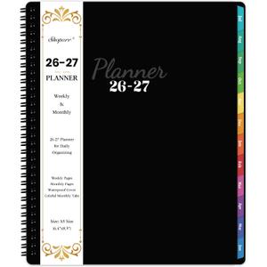 Academic Planner 2026-2027 - Planner Weekly and Monthly 2026-2027, Jul. 2026 - Jun. 2027 11'' x 9'', Planner 26-27 with Colorful Tabs, Premium Paper, Twin-wire Binding - Classic Black