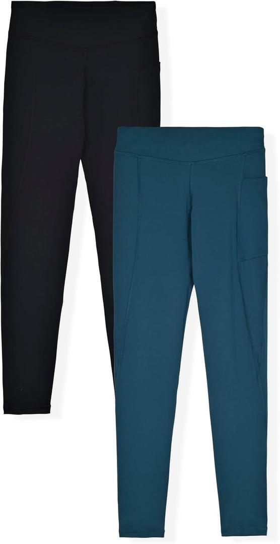 Champion Girls' Leggings (X-Large, Ebony/Juniper Blue)