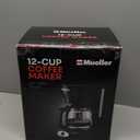 Mueller 12-Cup Drip Coffee Maker - Borosilicate Carafe, Auto-Off, Reusable Filter, Anti-Drip, Keep-Warm Function, Clear Water Level Window Coffee Machine, Kitchen Essentials & Accessories (Black)