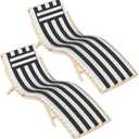 2Pcs Chaise Lounge Cushion Outdoor, Foldable Lounge Chair Cushion with Headrest, Weather and Fade Resistant Replacement Lounge Chair Pad for Patio Furniture, Lawn, Pool, 80''L x 26''W x 1.18''T
