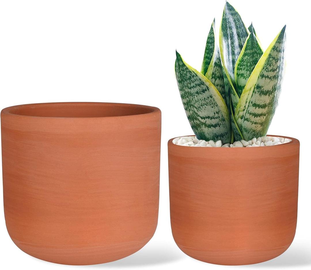 4.6 + 6 Inch Terracotta Succulent Planter Pots Round Clay Pots with Drainage for Indoor Plants Set of 2
