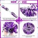 Yunsailing 24 Pack Cheerleading Pom Poms with Baton Handle 14.5 Inch Metallic Cheering Squad Pompoms for Team Sports Football Dance Cheering Adults(Purple and Silver)