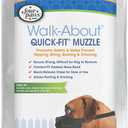 Four Paws Walk-About Quick-Fit Short Snout Adjustable Dog Muzzle for Medium Dogs, Washable & Breathable, Black, 1 Count