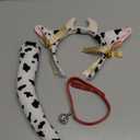 IncreDecor 7 Pcs Cow Costume Women Set Cow Ears Headband and Tail Bell Choker Stickers Halloween Adult Cosplay Accessories