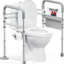 HOMLAND Toilet Safety Rails for Seniors, Adjustable Height & Width 350lb Toilet Handles for Elderly and Disabled, Foldable Toilet Safety Frame, Fit Any Toilet