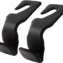 Headrest Hooks for Car, Back Seat Organizer Black Leather Hanger Holder Hook, for Hanging Purses and Bags and Coats, Pack of 2