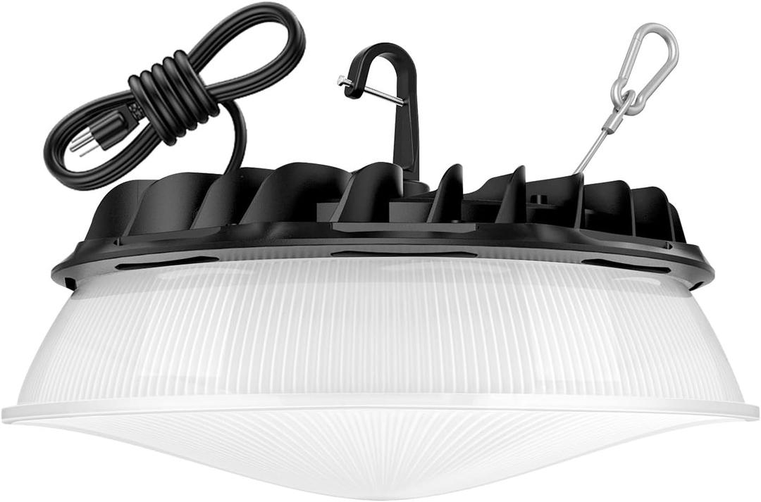 155W UFO LED High Bay Light with Reflector 22,500lm 5000K LED High Bay Lights AC110-277V 5' Cable with Plug Waterproof UFO Lights for Garage Shop Factory Warehouse ETL Listed