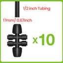 Bonviee 10 Pack 1/2 to 1/4 Push-to-Connect Tee, Split 1/2 Tubing into Four 1/4 Lines, Quick Connect Drip Irrigation Fittings, Leak-Proof 6-Way Splitter for Garden, Lawn, Greenhouse
