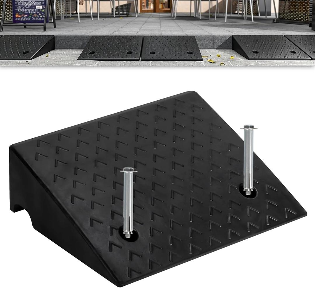 6 Inch Rise Rubber Curb Ramps for Driveway, 40000 lbs Heavy Duty Rubber Shed Threshold Ramp for Senior Pet, Scooter, Motorcycle, Low Profile Car, Black,1 PCS