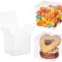 TEMLQPACK 100 Pack 2x2x2 Inch Plasric Clear Macaron Boxes, Treat Boxes, Chocolate Truffle Boxes, Bakery Boxes For Dessert Candy Cookies Mini Cupcake Packaging Christmas Wedding Favors, Baby Shower