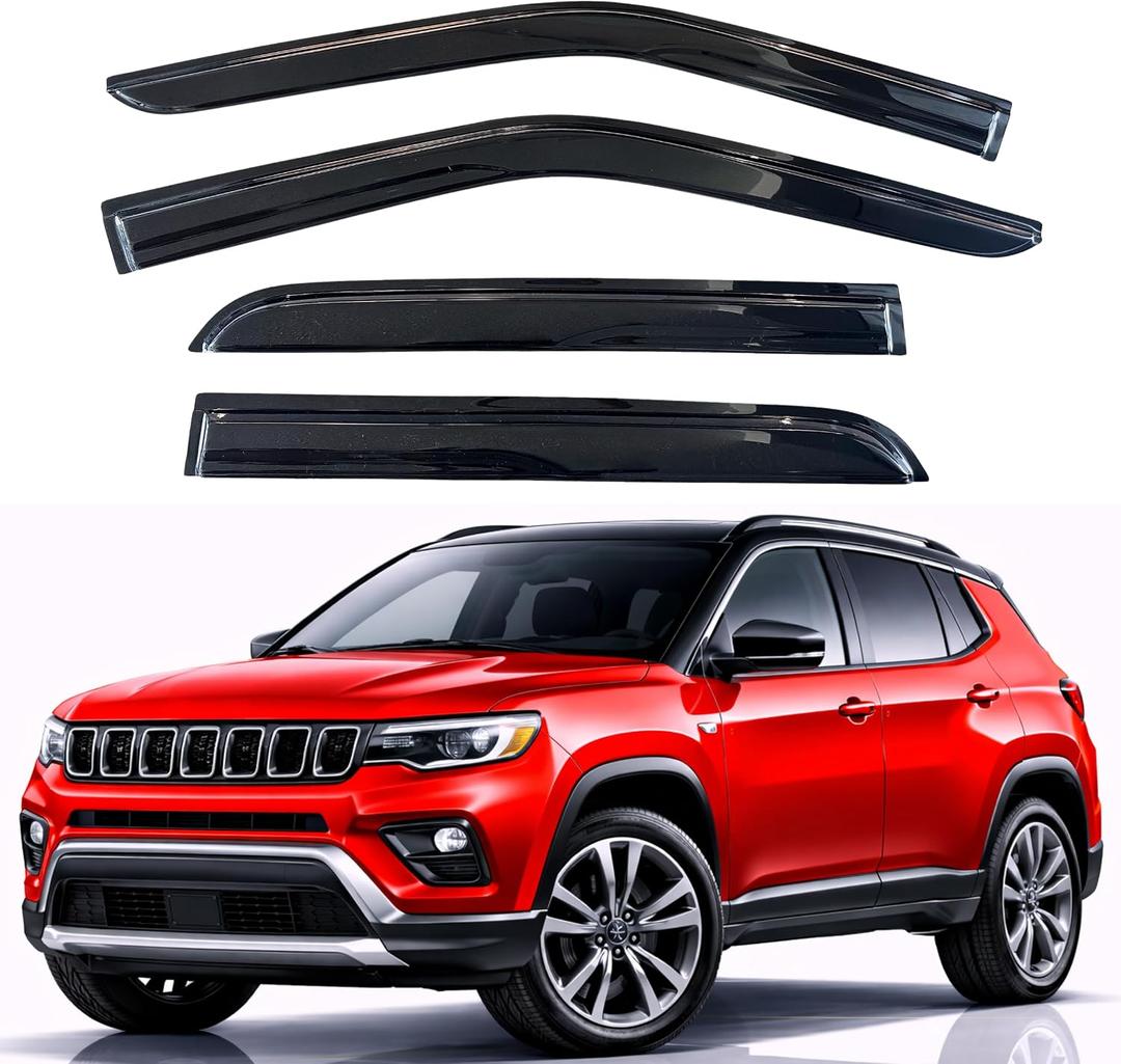 KPY Rain Guards Fit for 2017-2026 Jeep Compass, Out-Channel Window Visors Vent Wind Deflectors 4PC, Car Accessories for 17-26 Compass