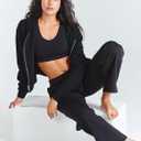 ALLZERO Women's Wide Leg Yoga Pants with 4 Pockets High Waisted Casual Pants Soft Workout Lounge Pants 28'' (Black, XL)