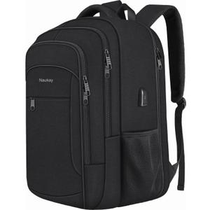 Naukay 50L Travel Backpack, Extra Large Laptop Backpacks 17.3 Inch Anti Theft Water Resistant Business Carry On Backpack, TSA Big Durable Daypack Laptop Bag, Black